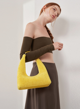 FAROE FOREST颗粒感皮毛一体羊羔毛小众设计可爱百搭腋下包毛绒包