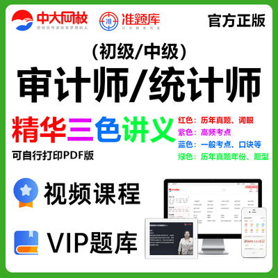 中大网校2025年初级中级审计师统计师网课视频三色笔记真题准题库