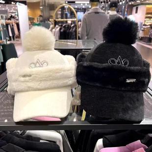 新款秋冬女士高尔夫球帽韩版ST 保暖毛绒帽兔耳朵 可拆卸护耳罩帽