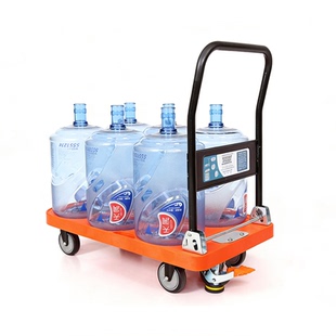送水车刹车家用折叠小推车静音便携手推车桶装水搬运车快递平板车