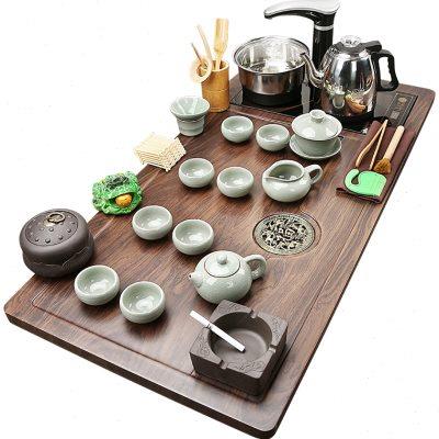 功夫茶盘家用全自动烧水壶一体茶具套装整套排水式泡茶台办公茶海