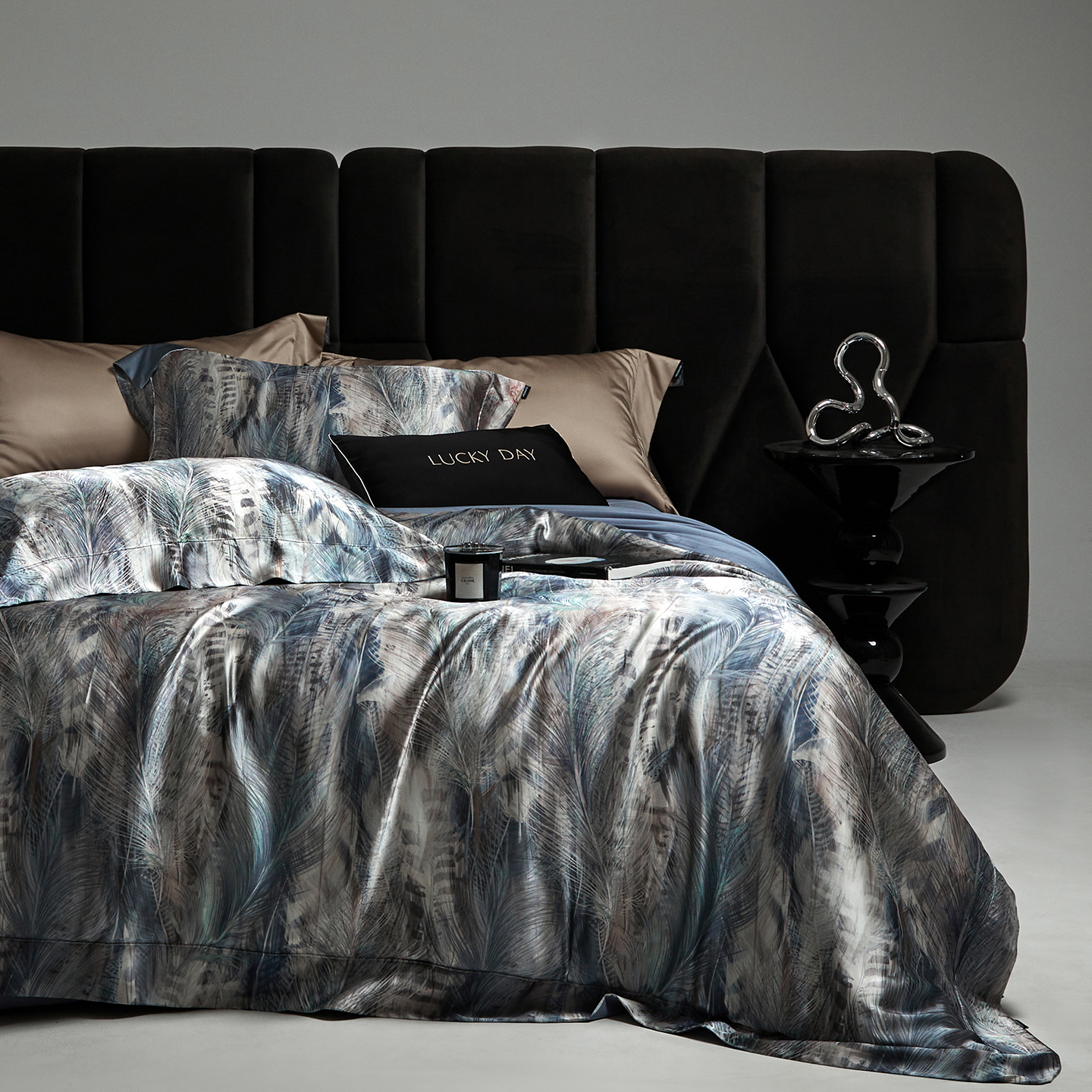 欧式高档蚕丝真丝缎数码印花四件套裸睡顺滑亲肤吸湿高级感床品2m