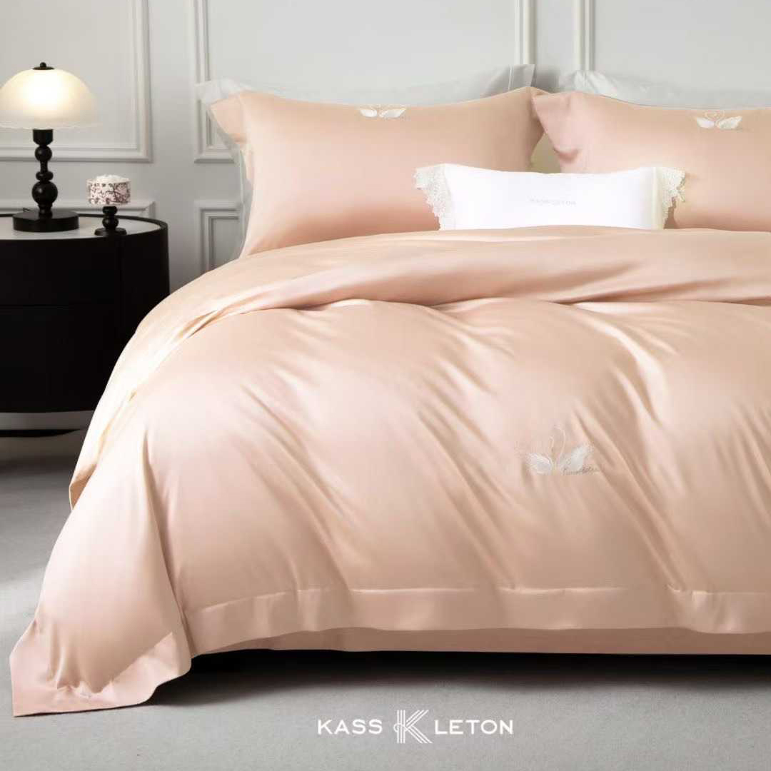 KASS LETON卡诗兰顿高端天鹅刺绣140支匹马棉贡缎四件套纯棉亲肤