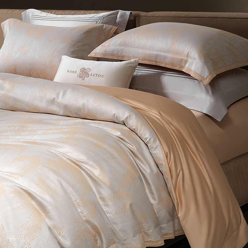 KASS LETON卡诗兰顿高端160支匹马棉色织提花全棉贡缎四件套纯棉