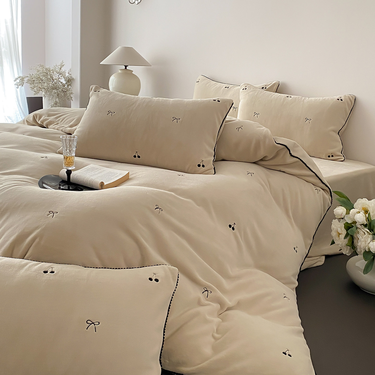 秋冬可爱小清新保暖加厚牛奶绒四件套加绒少女心珊瑚绒床单被套2m