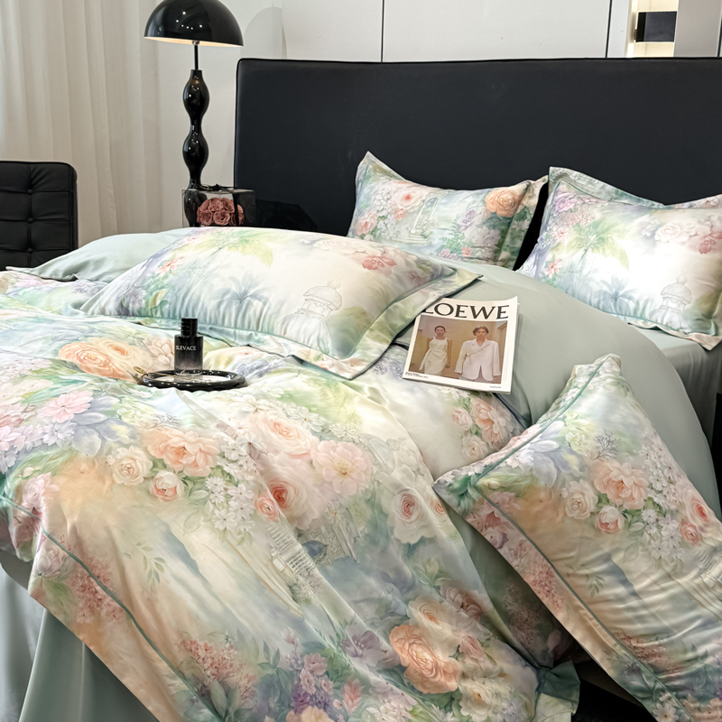 田园风保暖天丝棉磨毛四件套艾阳绒四件套加厚柔软亲肤透气床笠款