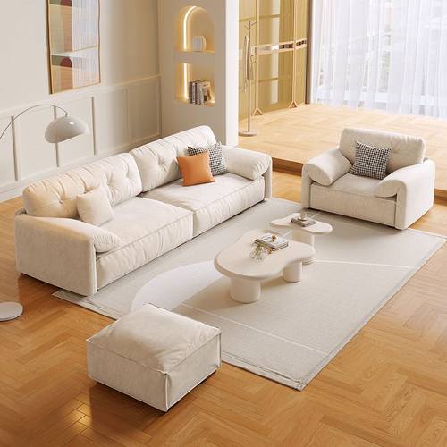 与吉大象耳朵科技布沙发客厅现代简约小户型网红轻奢奶油布艺沙发