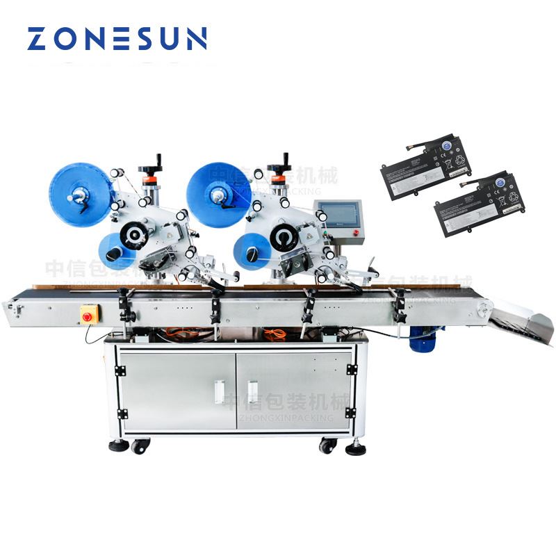 ZONESUN 全自动平面贴标机 双标盘 高精度单面双定点贴标签TB831B
