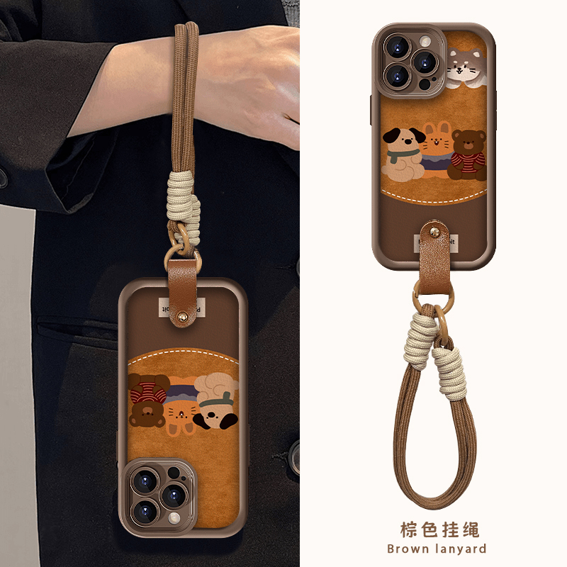 卡通可爱小动物带挂绳适用iphone16手机壳苹果15promax套13华为Pura70vivox100小米14防摔oppo红米k70荣耀200