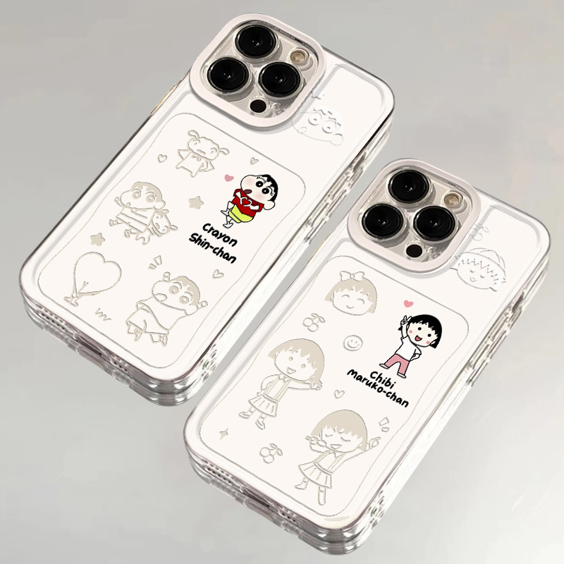 趣味小新小丸子适用iphone15手机壳14promax苹果13pro保护套12新款11情侣男女15pro卡通OPPO荣耀华为小米VIVO