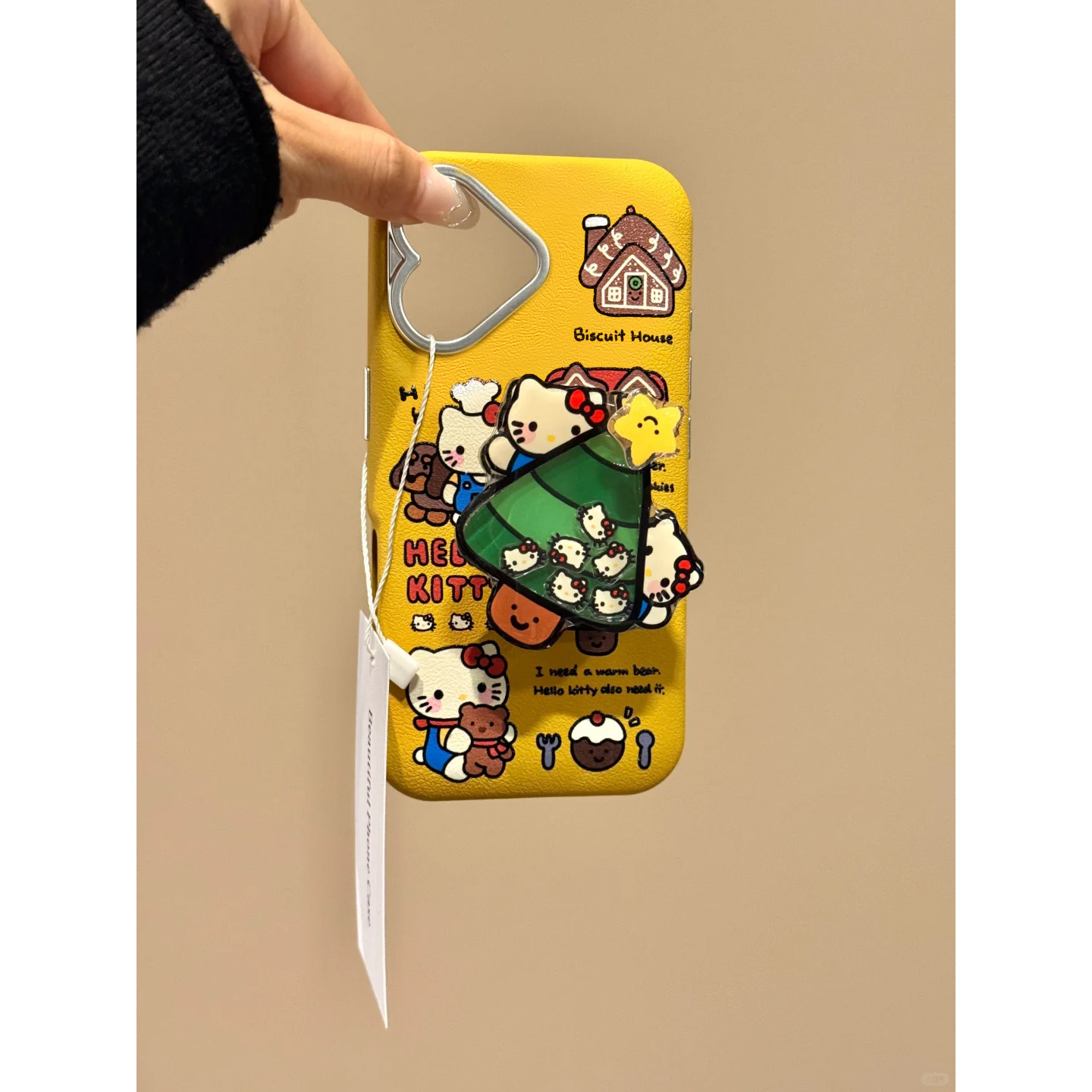 个性圣诞树kitty猫摇摇乐支架适用苹果16promax手机壳iPhone15女16新款14网红13创意15Pro防摔14pro保护套ins