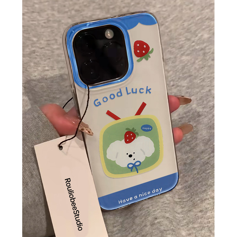 KEWU草莓小狗适用苹果16promax手机壳iphone13/14新款15pro华为mate70荣耀vivox200小米15OPPOReno13防摔软套