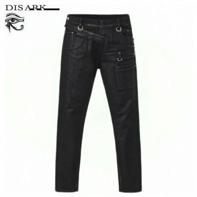 Disark斜门襟skinny刷蜡牛仔裤