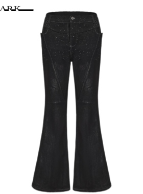 Disark 24FW 暗黑先锋五芒星闪银弹力牛仔超长喇叭裤