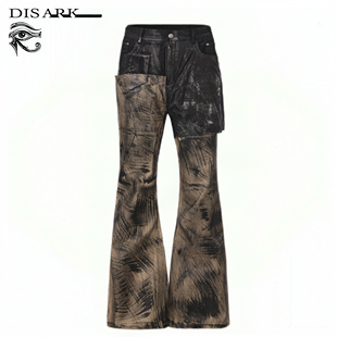 腿刷蜡拼接喇叭裤 暗黑先锋双层裤 25FW Disark