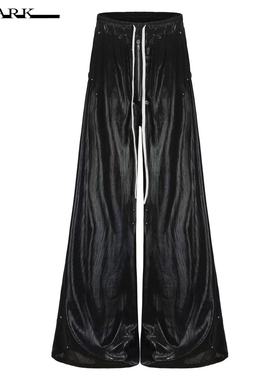 Disark 23FW新品 暗黑先锋亮蜡褶皱阔腿裤