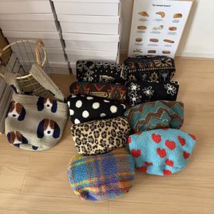 韩国东大门秋冬新款单肩包女毛绒洋气休闲大容量斜挎包时尚百搭