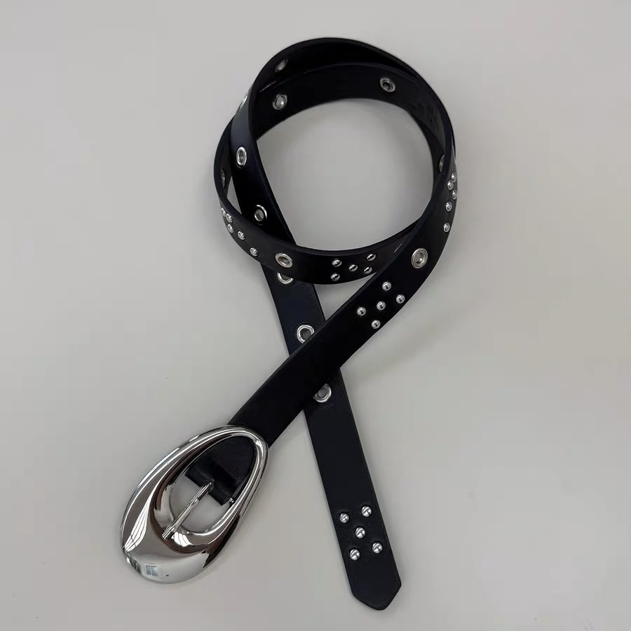 Papr25SS/WAYNEPRINCE复古金属铆钉朋克腰带装饰设计感百搭皮带潮