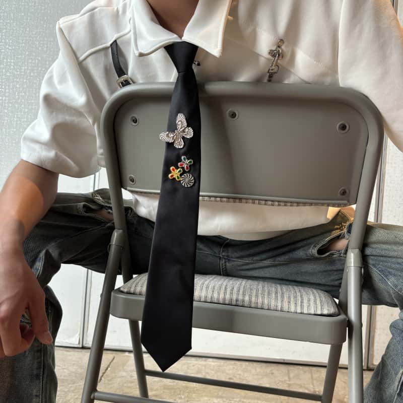 Papr原创潮流复古感金属立体蝴蝶领带小众衬衫设计领结男女款