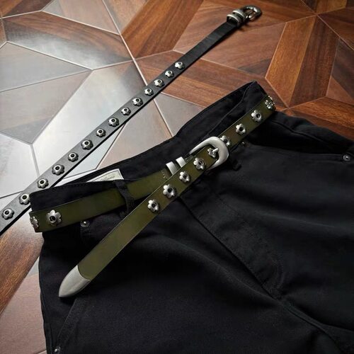 Oclin“六瓣梅花”自然做旧头层小牛皮腰带全开模定制差异化通勤