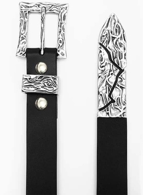 ENTRE-TEMPS【张艺兴同款】复古做旧进口黑色古银溶解荆棘腰带