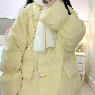 宽松牛角扣棉衣面包服外套 韩版 2023年新款 韩系羽绒棉服女短款