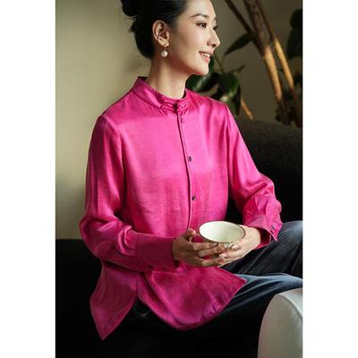 长袖衬衫桃知窈窈中式文艺宽松