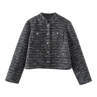 【年度大清仓】立领时尚休闲直筒气质粗花呢外套CP935