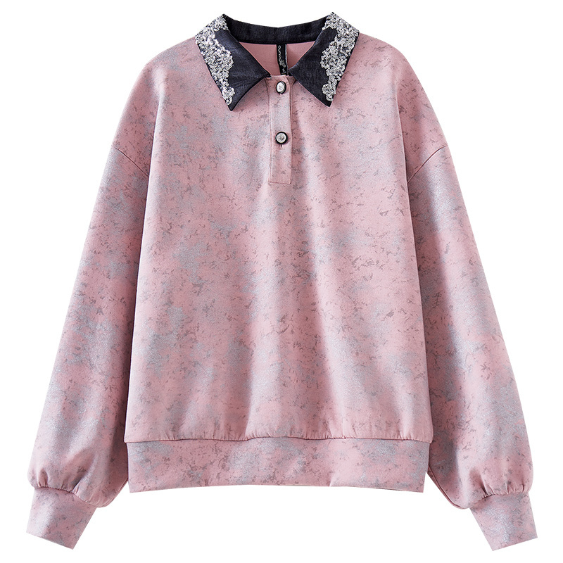 POLO领绣花卫衣时尚宽松休闲上衣