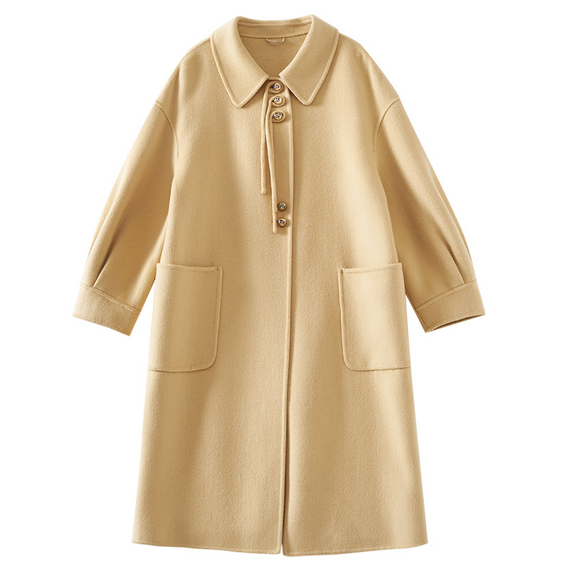 时尚双面呢大衣直筒休闲毛呢外套