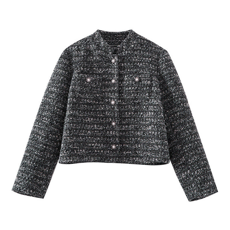 【玉米粉丝专享】立领时尚休闲直筒气质粗花呢外套CP935,女装/女士精品,毛呢外套,淘宝优惠券,粉丝福利购,淘宝优惠卷