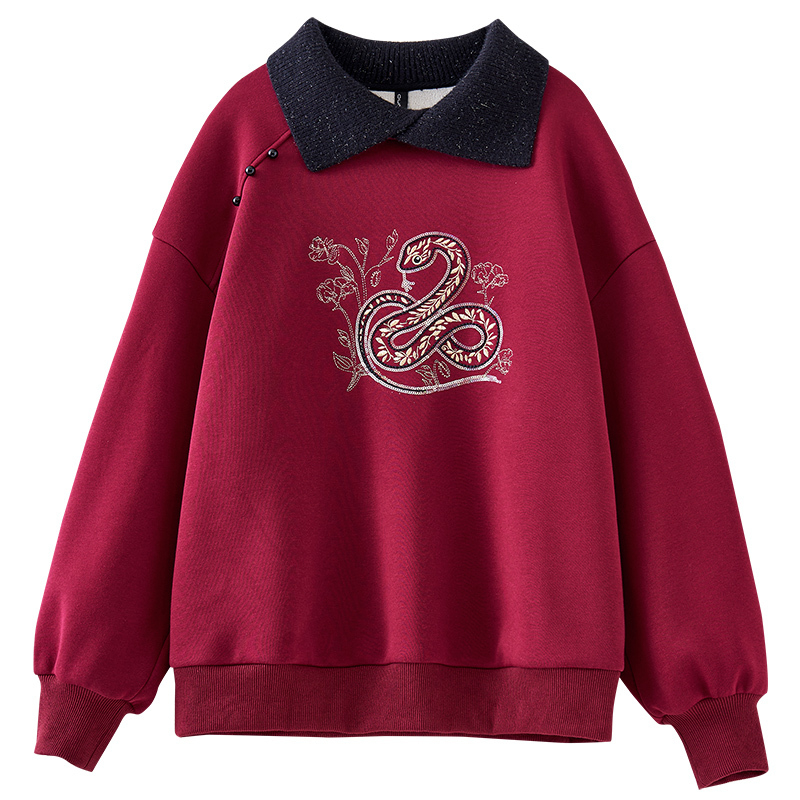 欧昵雪圆领时尚休闲加绒加厚卫衣