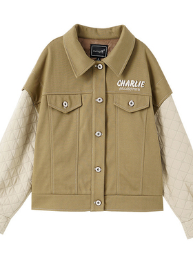 【玉米粉丝专享】翻领拼接加厚呢外套CN106