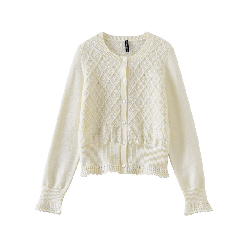 欧昵雪掐腰短款针织衫毛衣开衫