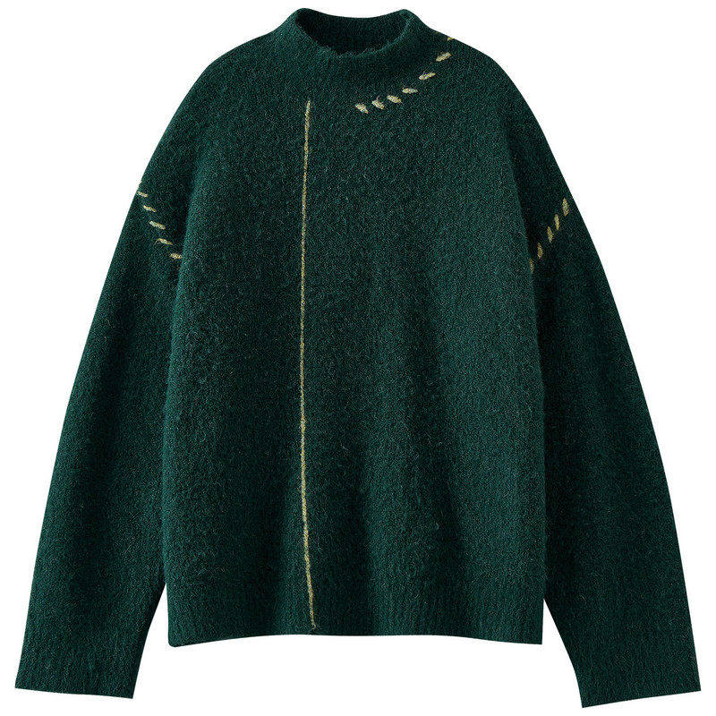 【玉米粉丝专享】拼色宽松半高领毛衣加厚保暖针织衫SR299,女装/女士精品,毛衣,淘宝优惠券,粉丝福利购,淘宝优惠卷