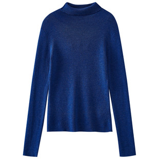 【爆米花专属】含绵羊毛克莱因蓝半高领打底毛衣SR203