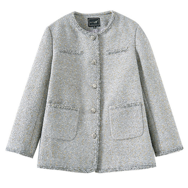 【年终大清仓】圆领时尚加厚粗纺毛呢外套大衣CQ027