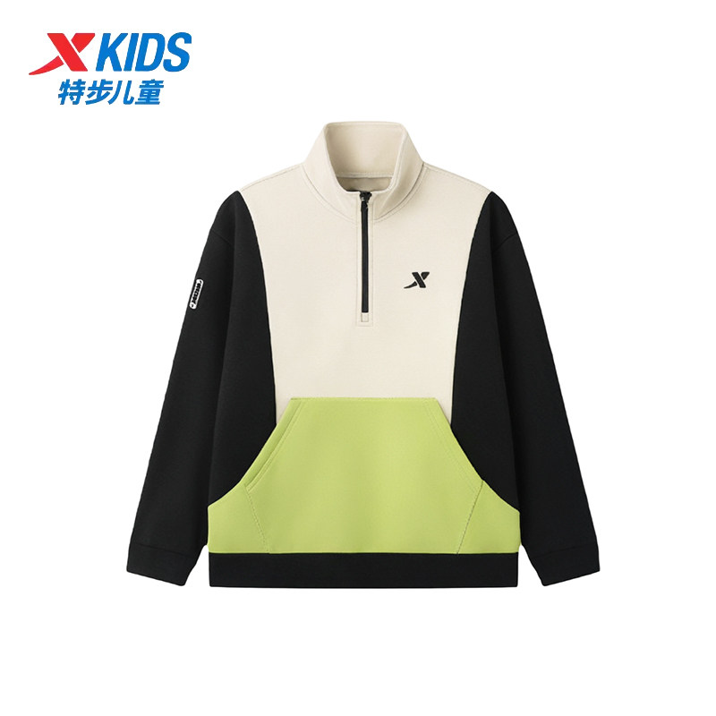 特步儿童男童卫衣2025秋季新款户外跑步上衣运动套装675325204186