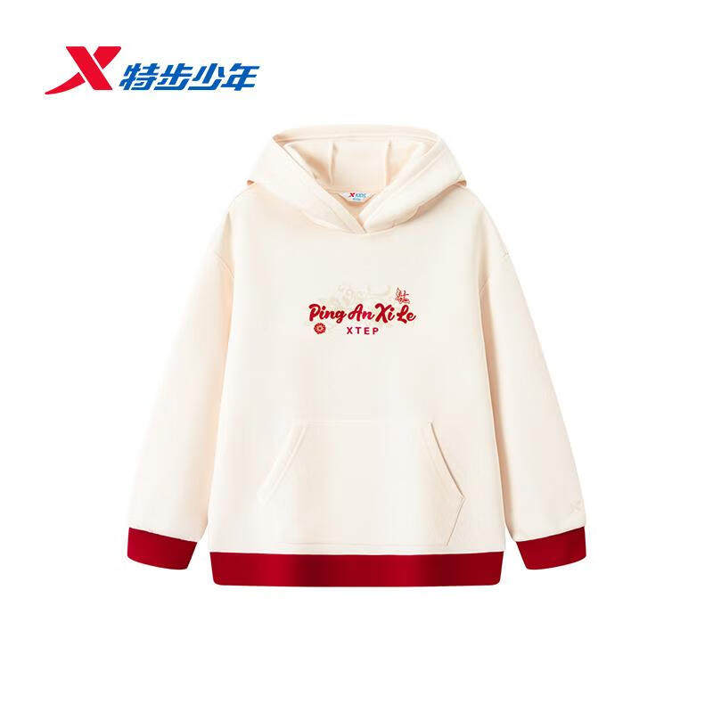 特步童装新年款连帽卫衣女大童2026春款休闲时尚卫衣674124084040