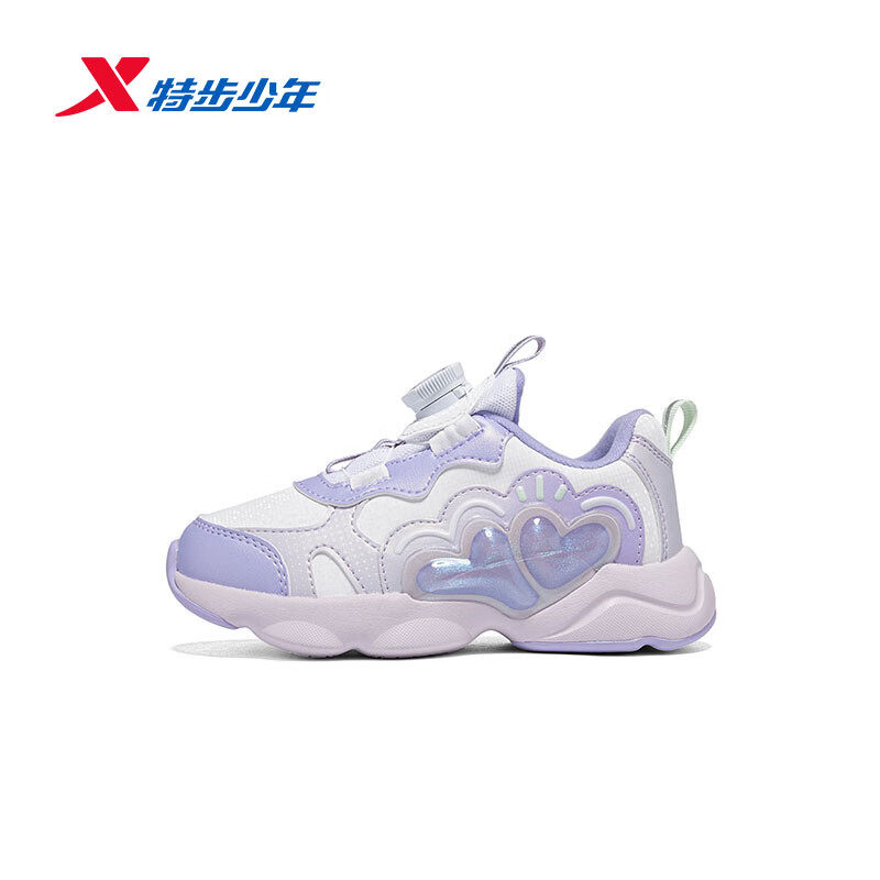 特步儿童女童休闲鞋2025冬季新款小童加绒保暖运动鞋675414323014