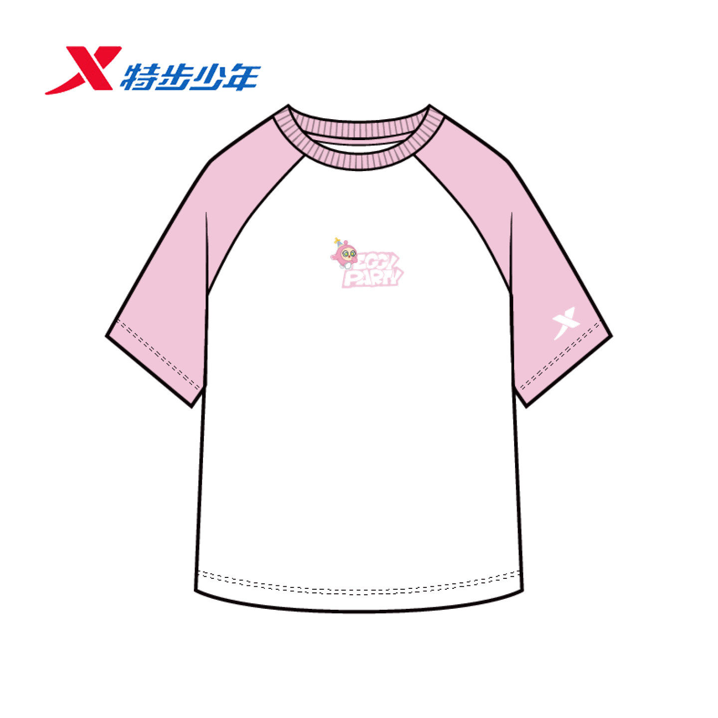 特步儿童女大童全棉T恤2026夏新款透气运动针织短袖674224014004