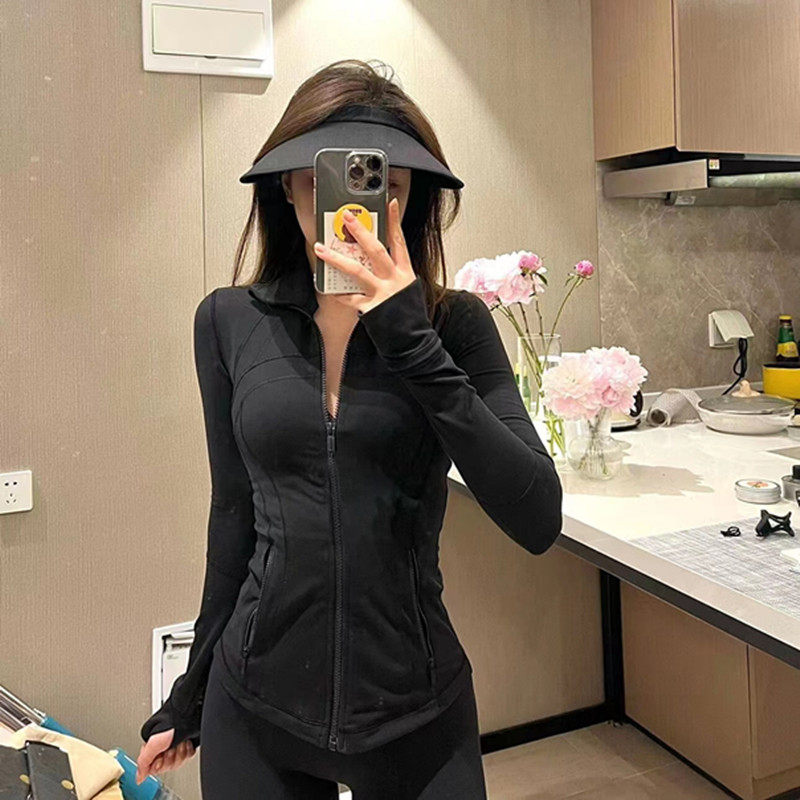 秋冬lu单瑜伽服女长袖显瘦修身DF运动夹克外套立领防风跑步健身衣
