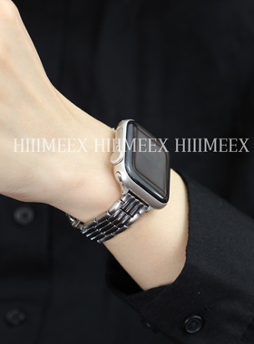 HIIIMEEX适用苹果手表  五铢不锈钢iwatch表带 applewatch表带s8高级简约钢链