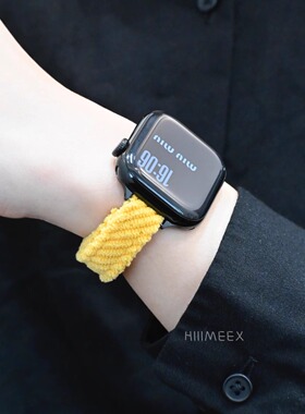 HIIIMEEX适用苹果手表  ins风细款灯芯绒磁吸iwatchS10表带applewatchs987se秋冬苹果表带创意