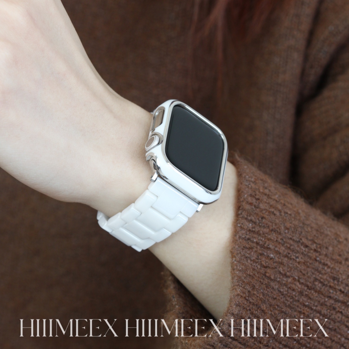 HIIIMEEX适用苹果手表表带applewatch7陶瓷三株白色经典高级小众表带iwatch8创意表带s8苹果手表陶瓷金属表带-封面