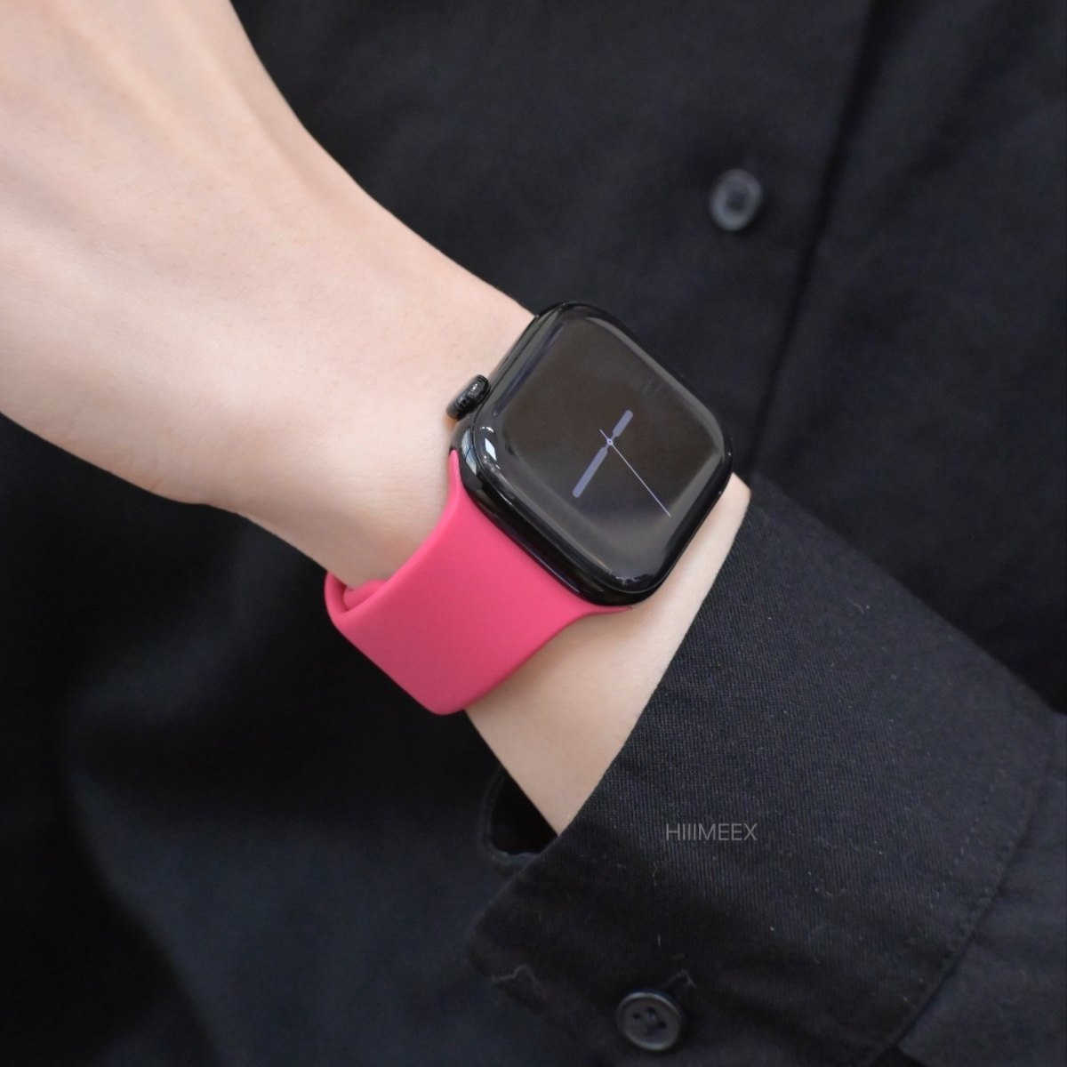 适用苹果手表 玫红色运动硅胶iwatch表带applewatch创意表带运动款表带