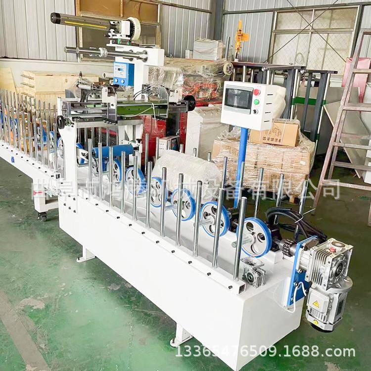 300宽 木塑门套线包覆机 木格栅石塑线条集成墙板包覆机