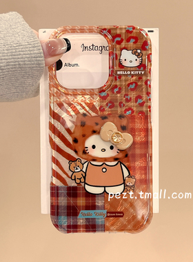 豹纹立体蝴蝶结hellokitty适用苹果17手机壳日韩风iphone16promax新款13防摔套15ProMax硅胶14女款16Pro全包