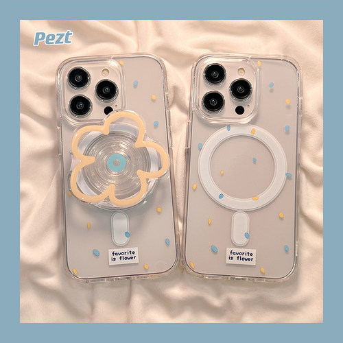 苹果手机壳tpu简约花朵磁吸壳