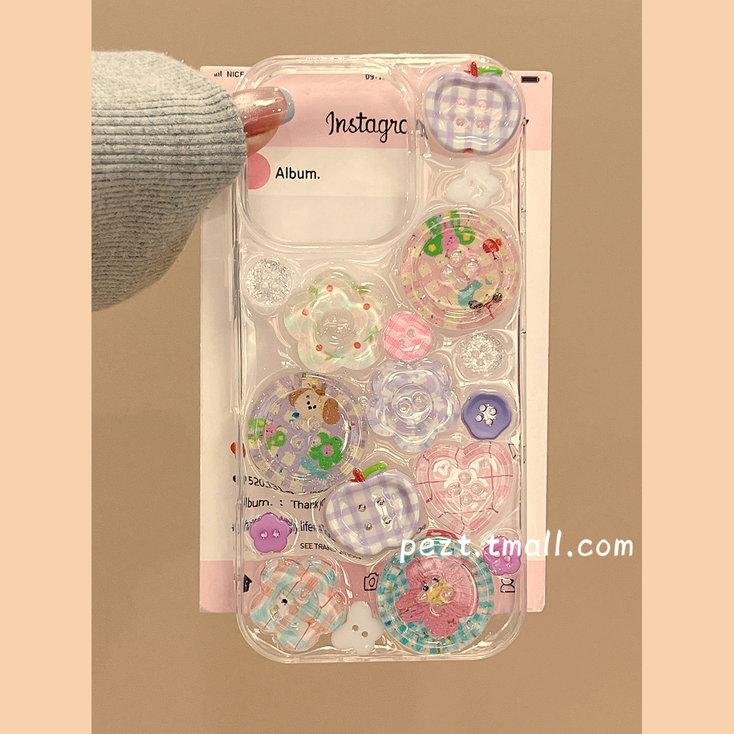 立体纽扣滴胶彩色手机壳多巴胺